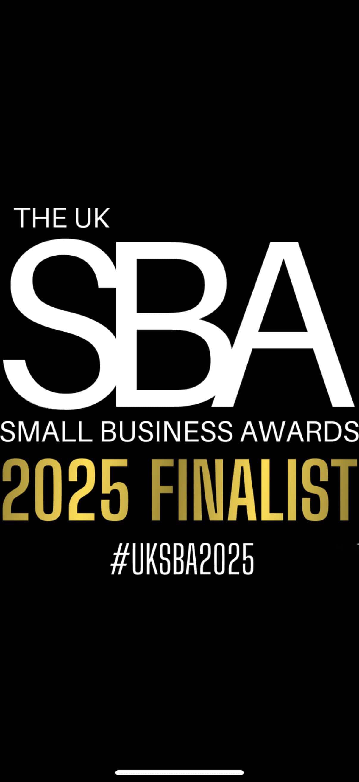 UK Small Business Awards 2025 — Finalist badge.