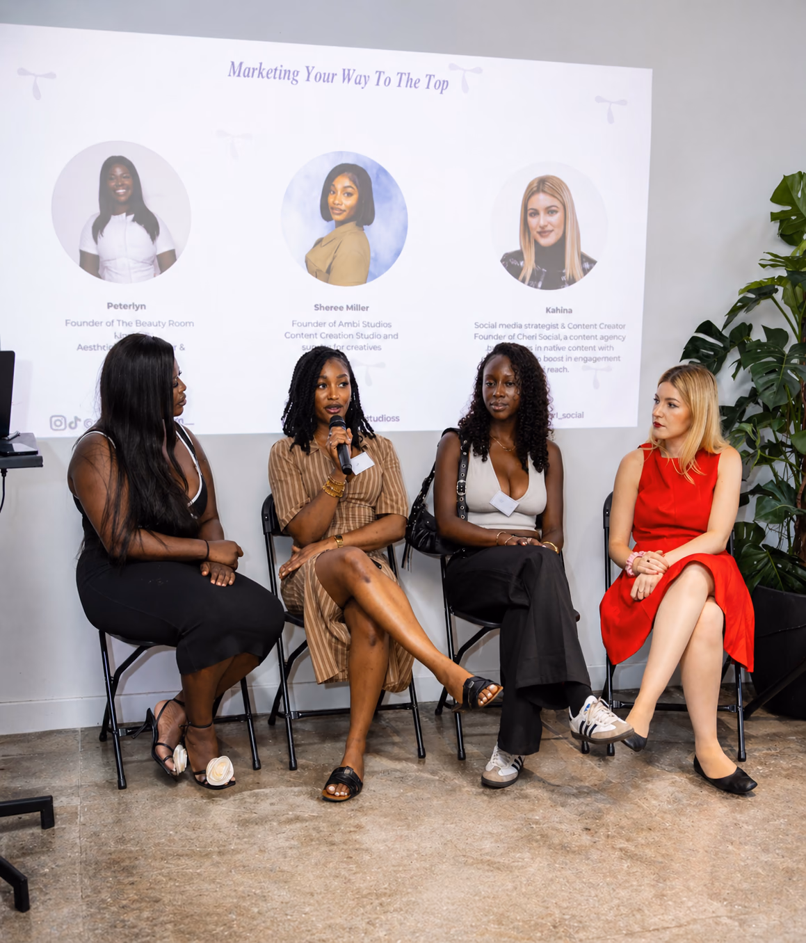 City of London workshop — Kahina on a founder panel, training the room on social media strategy.