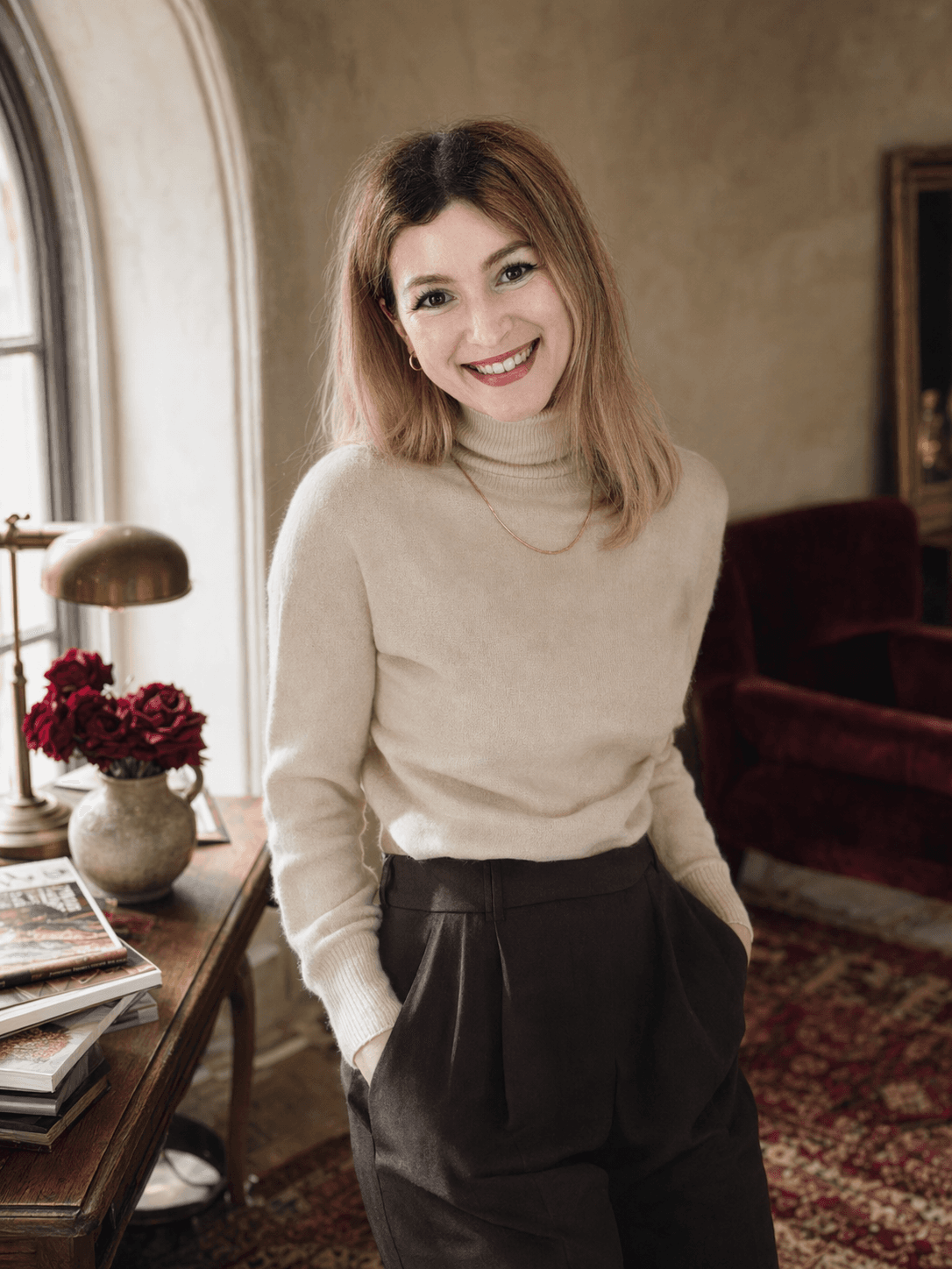 Kahina Belamri — founder of Chéri Social, photographed in her London studio.